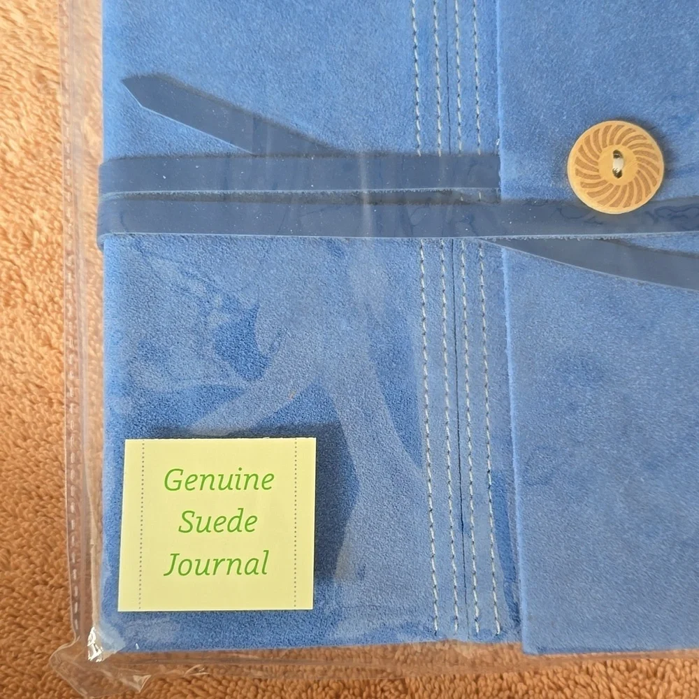 HANDSTITCHED BLUE SUEDE JOURNAL, SIZE 8